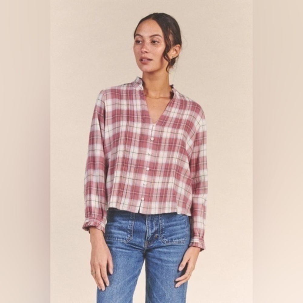 NWT Trovata Birds of Paradise | Finley Pintuck Blouse Canyonplaid – Small